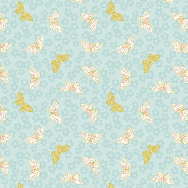 Sakura butterflies A921B – blue with gold metallic by Lewis and Irene Sakura butterflies A921B - blue with gold metallic by Lewis and Irene