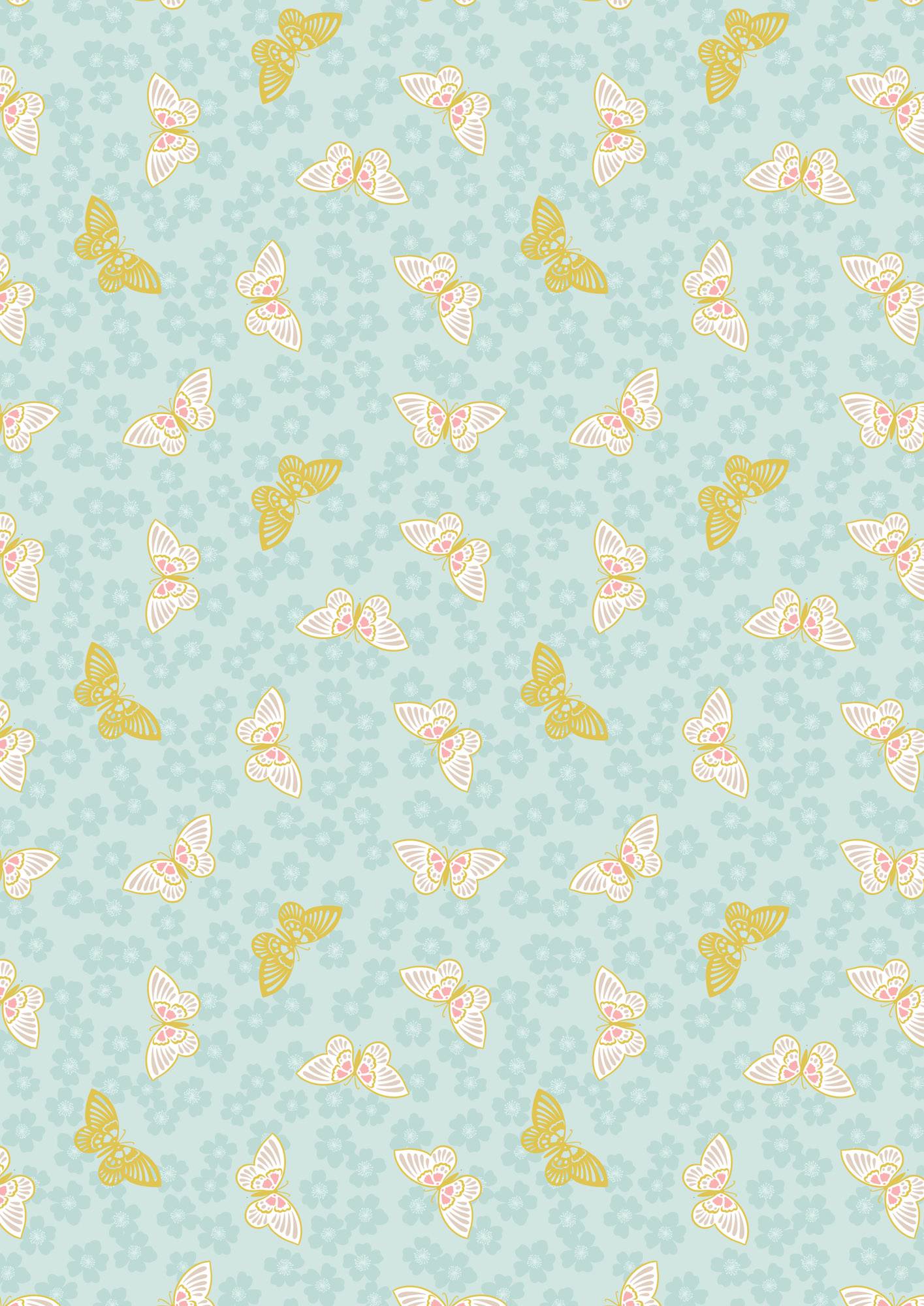Sakura butterflies A921B – blue with gold metallic by Lewis and Irene Sakura butterflies A921B - blue with gold metallic by Lewis and Irene