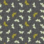 Sakura butterflies  A921C – black with gold metallic by Lewis and Irene