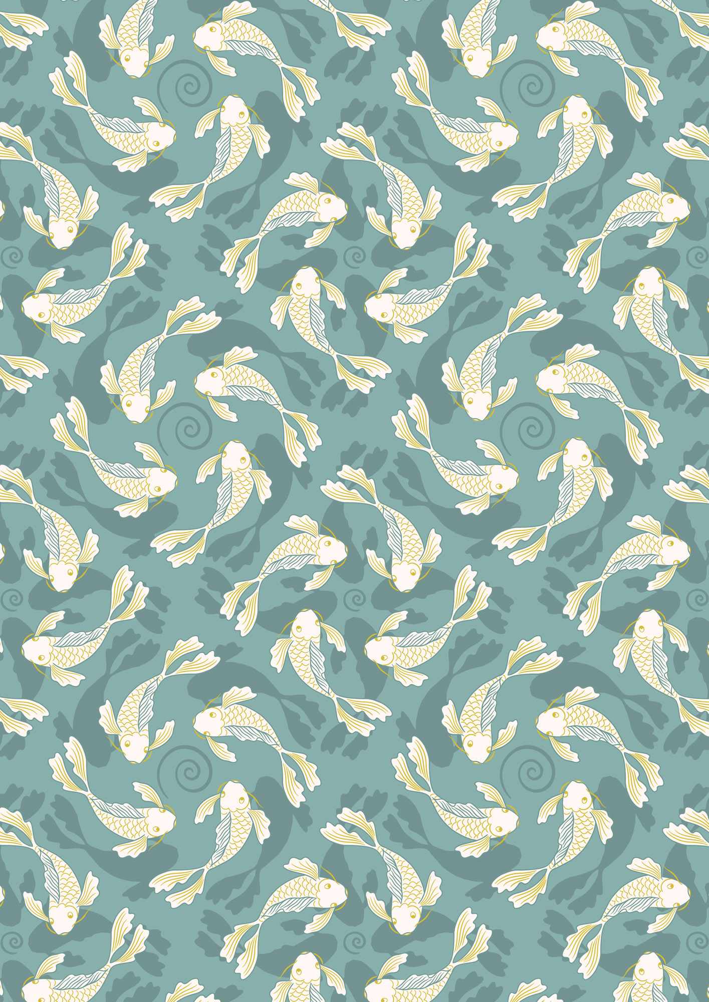 Sakura swimming koi A922C – blue with gold metallic by Lewis and Irene Sakura swimming koi A922C - blue with gold metallic by Lewis and Irene