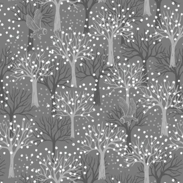 Secret Winter Garden Flannel A660.2 Owl orchard on dark grey by Lewis & Irene fabrics Secret Winter Garden Flannel A660.2 Owl orchard on dark grey by Lewis & Irene fabrics