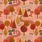 Nature Trail A846.2 on warm amber fabric by Lewis and Irene